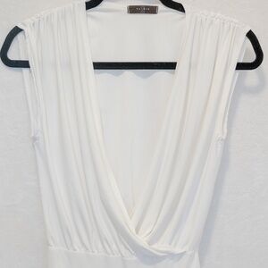 Deep Plunge Cowl Neck Bodysuit Top